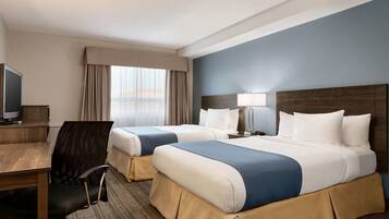 Room, 2 Double Beds, Non Smoking, Ground Floor | In-room safe, desk, iron/ironing board, free cribs/infant beds