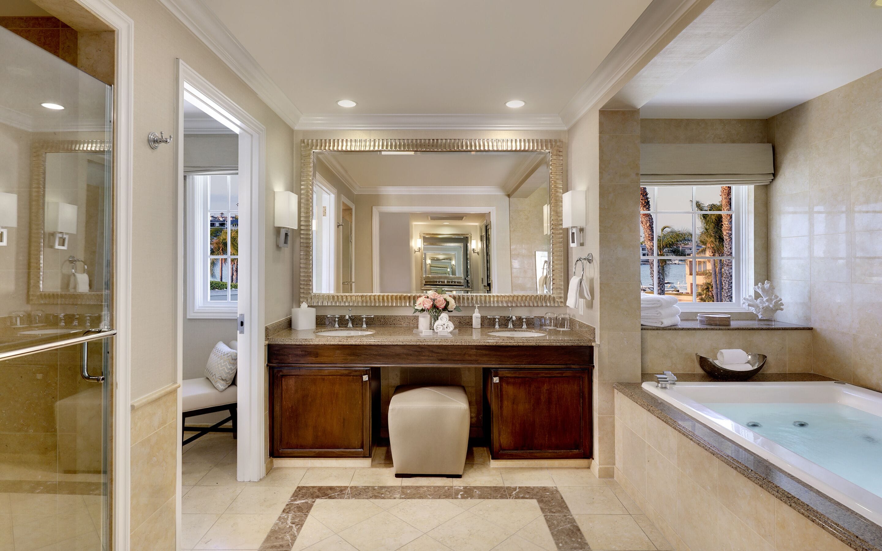 presidential suite | bathroom | shower, free toiletries, hair dryer, bathrobes