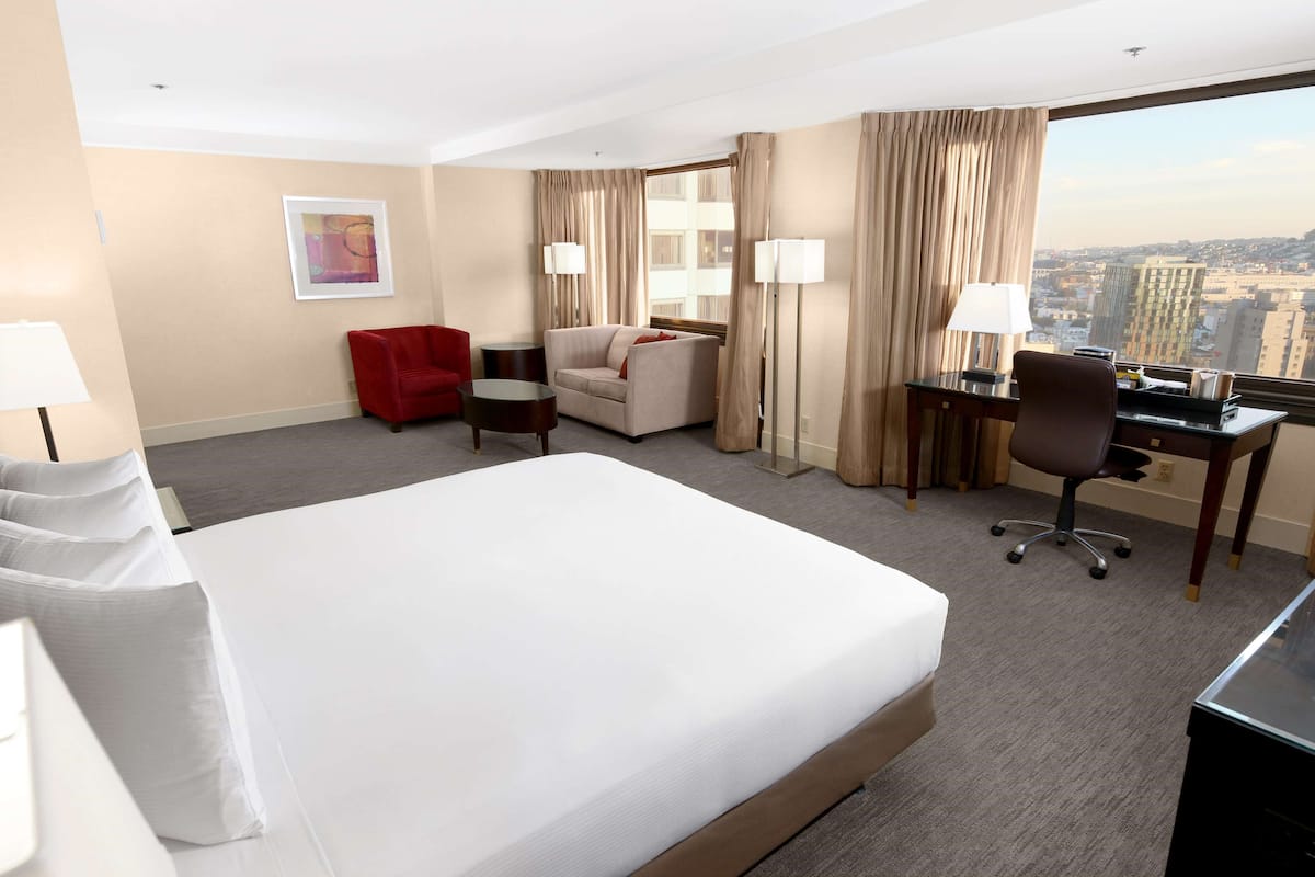 Premium bedding, down comforters, pillowtop beds, in-room safe