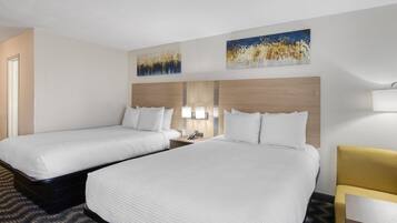 Pillow-top beds, desk, bed sheets