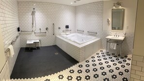 Premium Room, 2 Queen Beds, Roll-in Shower, Jetted Tub | Bathroom