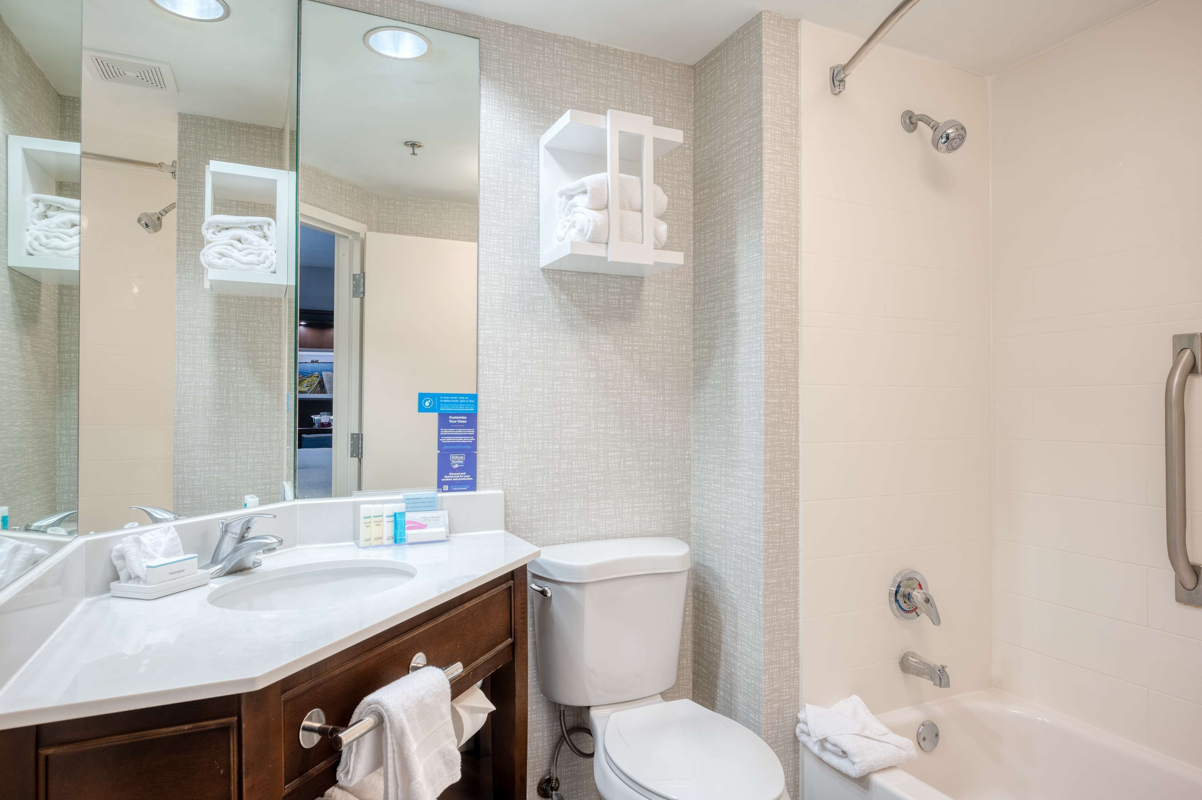 two double beds non smoking | bathroom | bathtub, hair dryer, towels