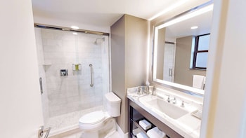 Suite, Multiple Beds, Non Smoking | Bathroom shower at Hilton Chicago