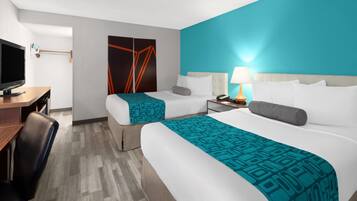 Room, 2 Double Beds, Non Smoking | Desk, laptop workspace, iron/ironing board, free WiFi
