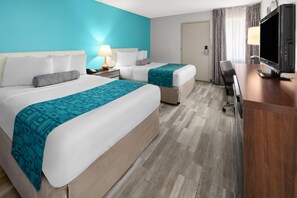 Room, 2 Double Beds, Non Smoking | Desk, laptop workspace, iron/ironing board, free WiFi