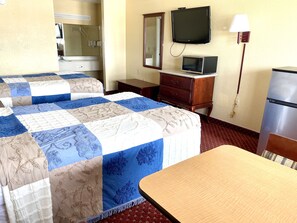 1 bedroom, desk, blackout drapes, iron/ironing board