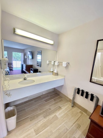 Bathtub, free toiletries, hair dryer, towels. Regency Inn