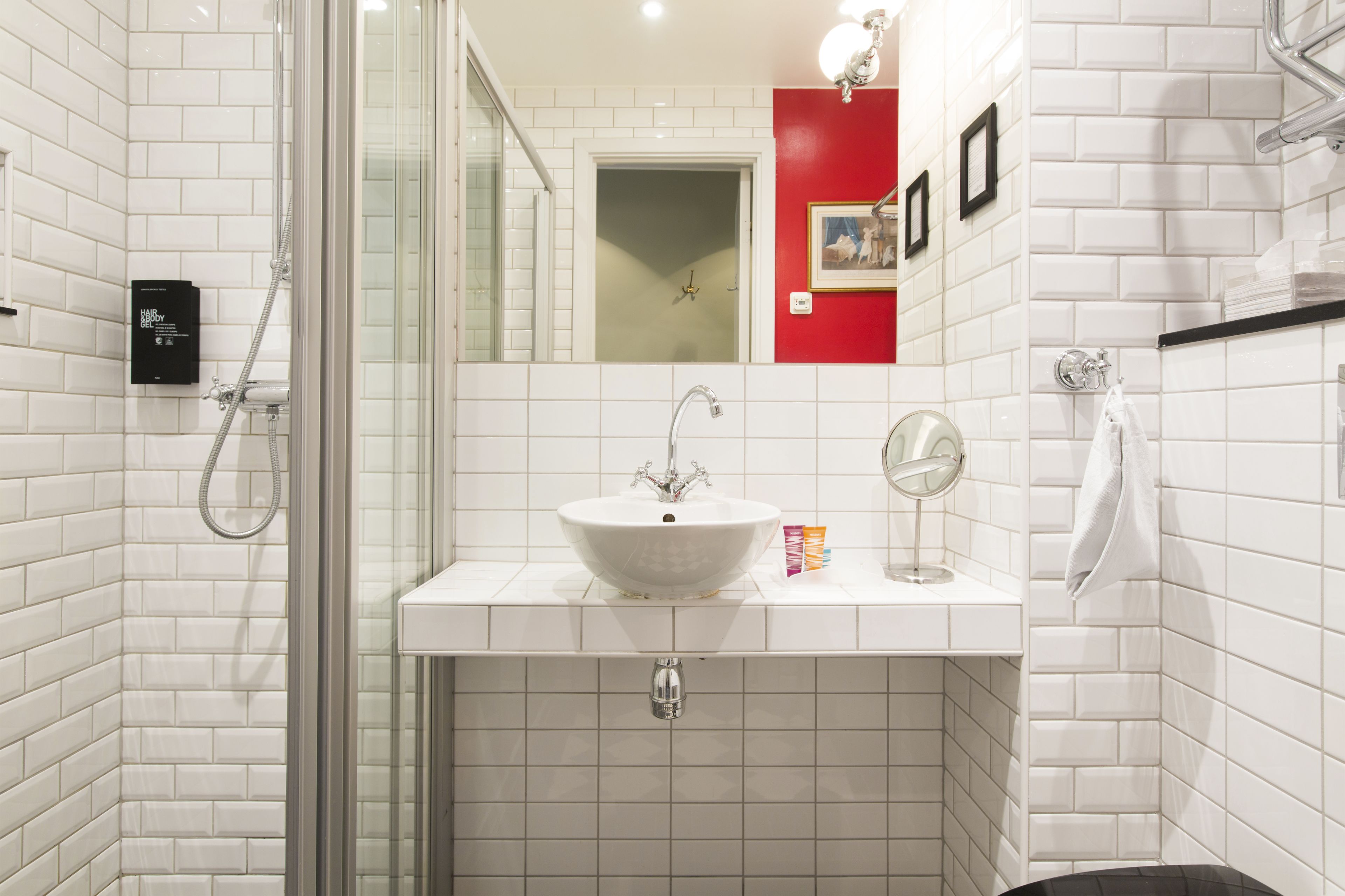 standard single room | bathroom | eco-friendly toiletries, hair dryer, towels, soap