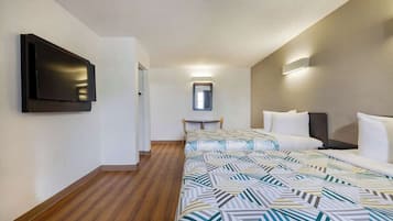 Desk, free WiFi, bed sheets, alarm clocks