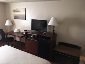 1 bedroom, desk, laptop workspace, iron/ironing board