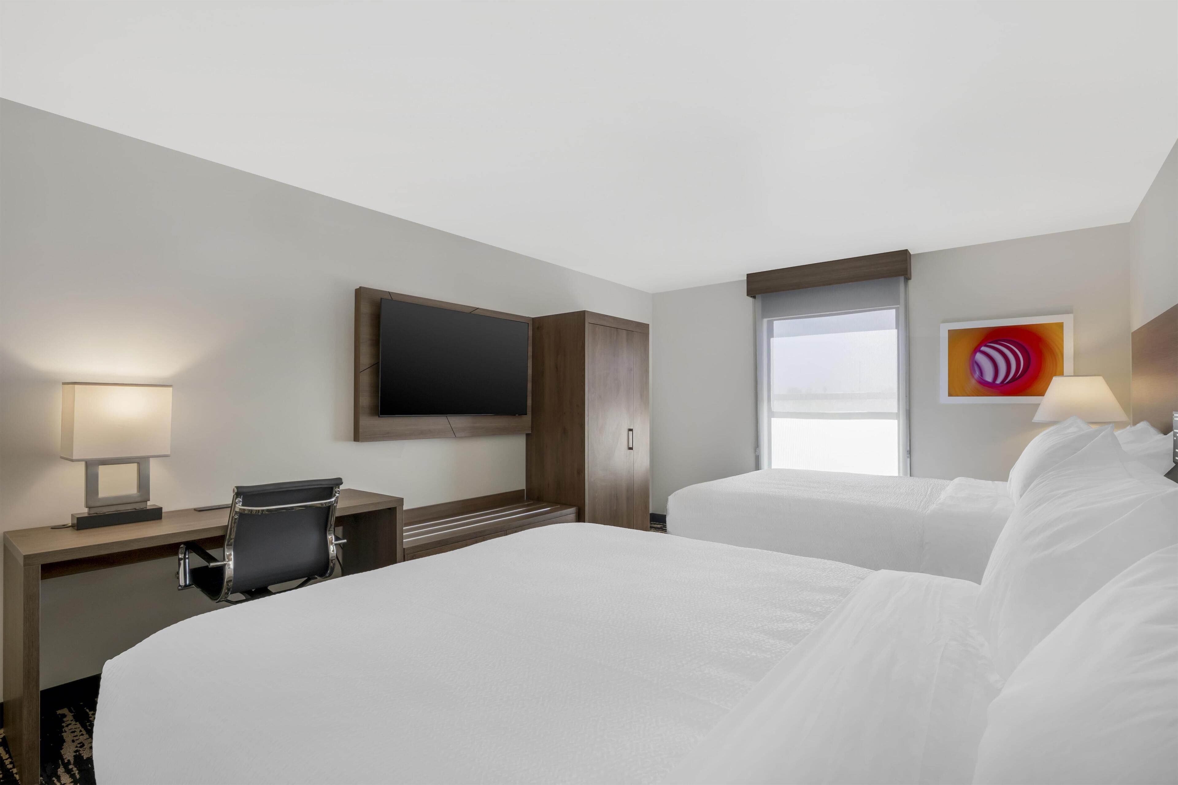 Premium bedding, desk, blackout curtains, iron/ironing board