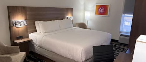 Premium bedding, desk, blackout curtains, iron/ironing board