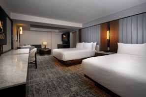 Stay Well MGM Executive Two Queen Suite | Premium bedding, in-room safe, laptop workspace, blackout drapes