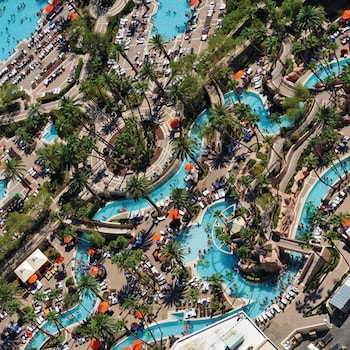 4 outdoor pools, open 8:00 AM to 7:00 PM, cabanas (surcharge) at MGM Grand Hotel & Casino