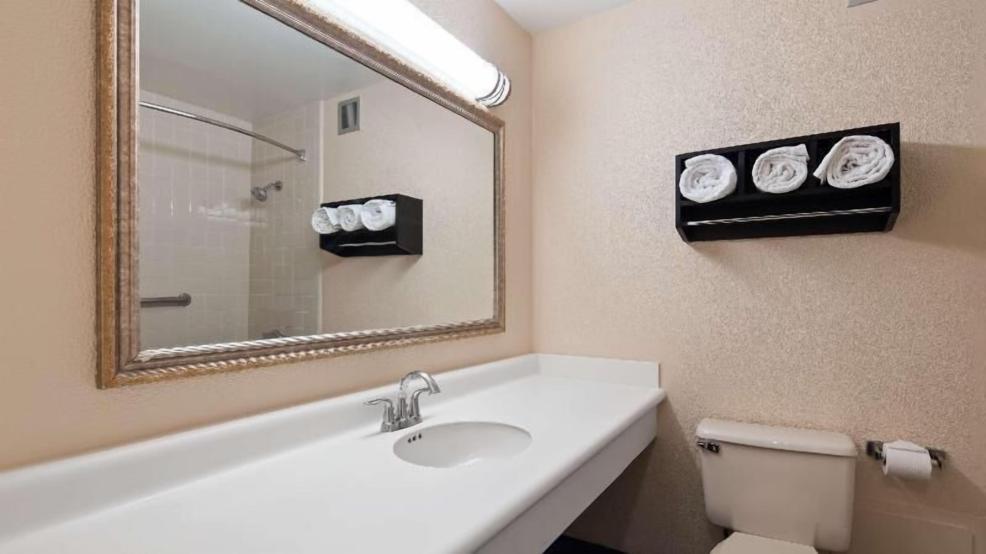 Bathroom | Combined shower/tub, free toiletries, hair dryer, towels