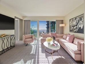 Premier Suite, 1 Bedroom, 1 King Bed (Hearing Accessible) | Living area | 65-inch flat-screen TV with cable channels, TV, pay films