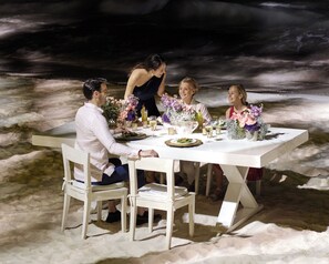 On the beach, white sand, scuba diving, snorkeling