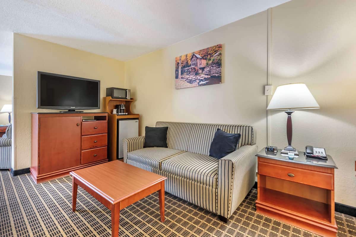 suite, 1 king bed, non smoking, jetted tub (with sofabed) | 1 bedroom, desk, laptop workspace, iron/ironing board