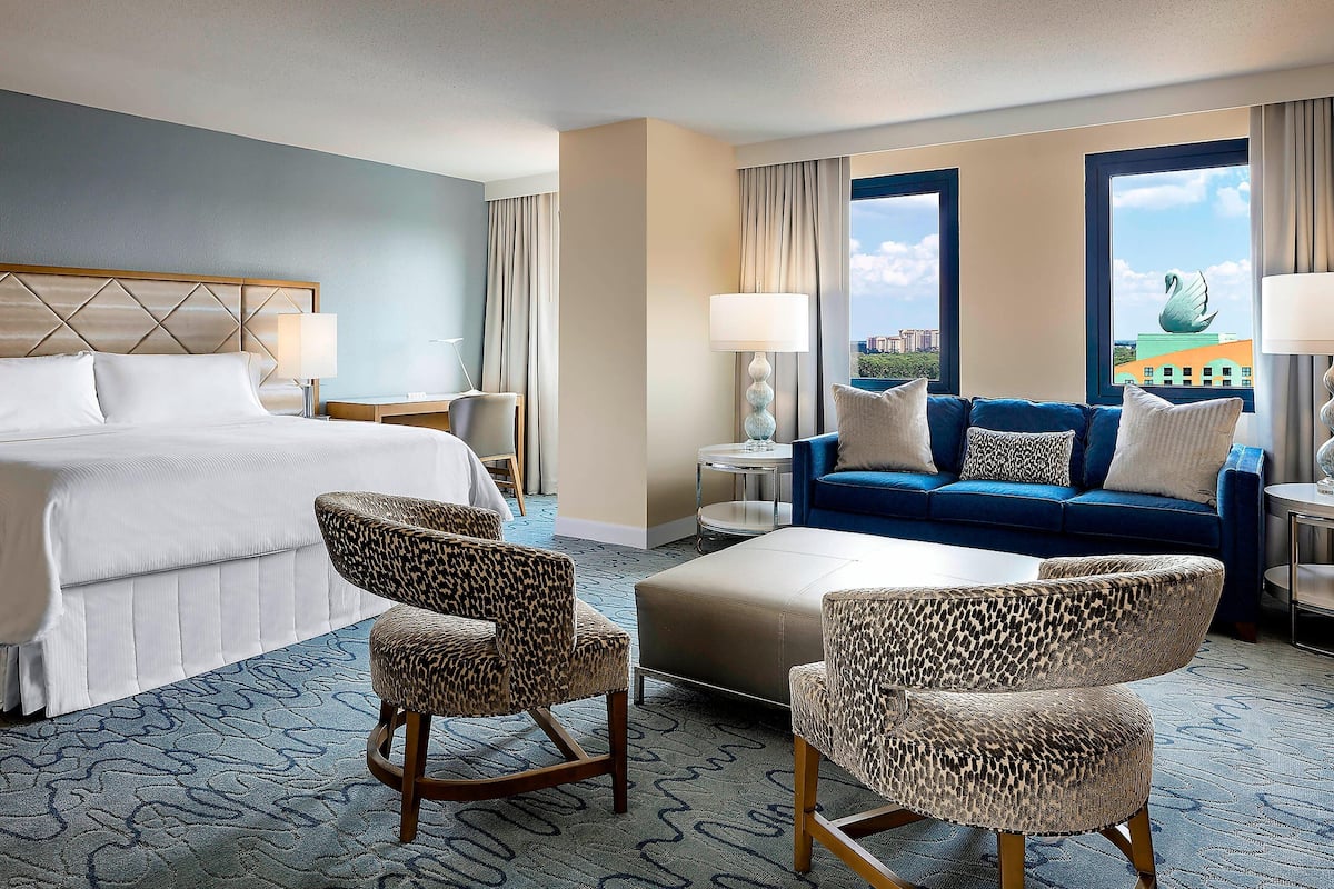 Premium bedding, down comforters, pillowtop beds, in-room safe