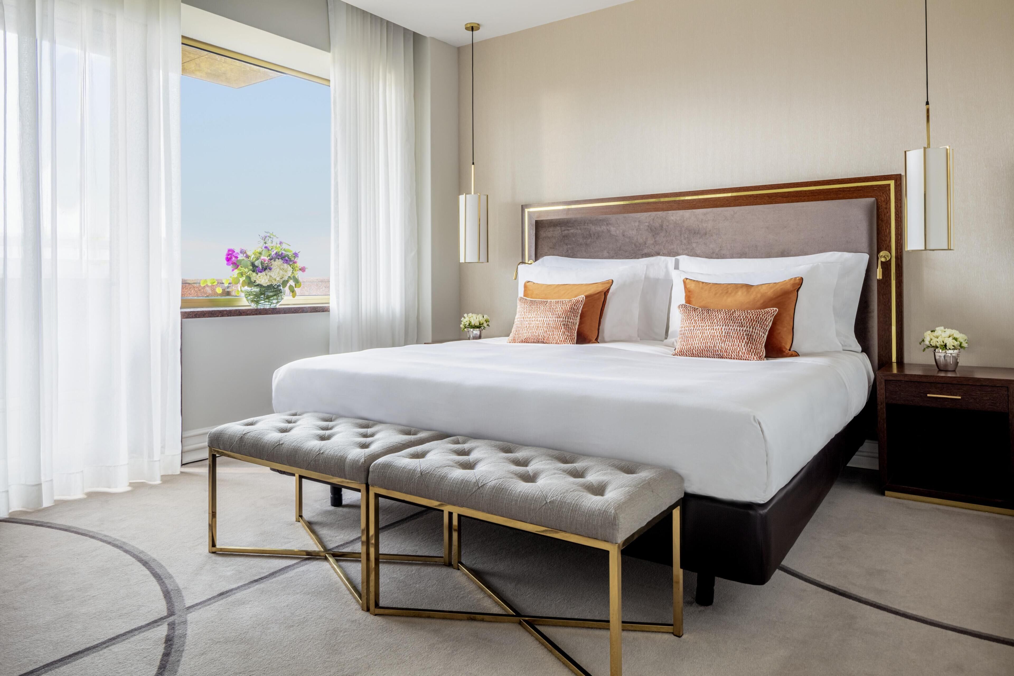 Hypo-allergenic bedding, down duvets, minibar, in-room safe