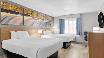 Double Room, 2 Double Beds | Desk, laptop workspace, iron/ironing board, free WiFi