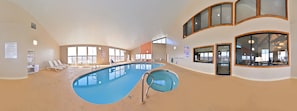 Indoor pool, open 8 AM to 11 PM, pool loungers