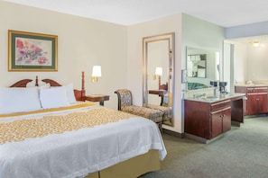 Suite, 1 Bedroom | Desk, laptop workspace, blackout drapes, iron/ironing board