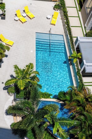 Outdoor pool, pool loungers