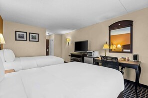Premium bedding, down comforters, desk, blackout drapes