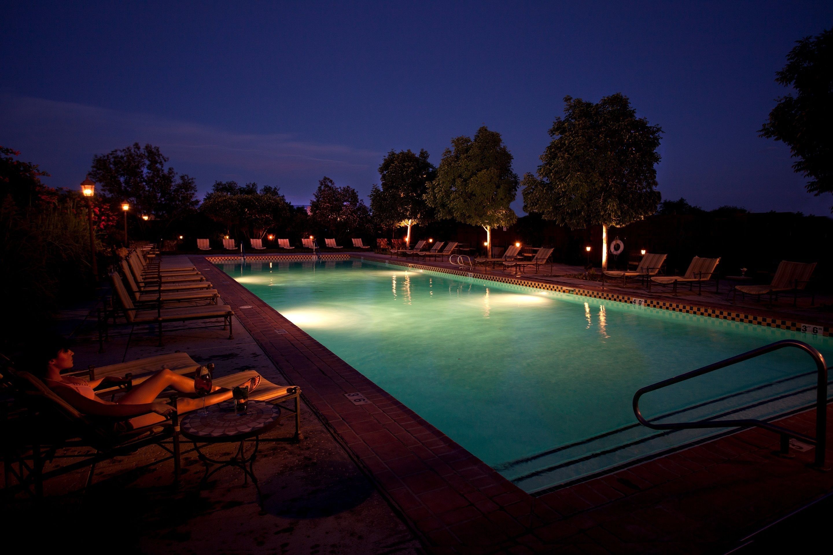 outdoor pool, pool umbrellas