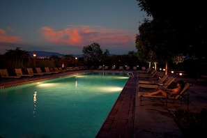 Outdoor pool, pool umbrellas
