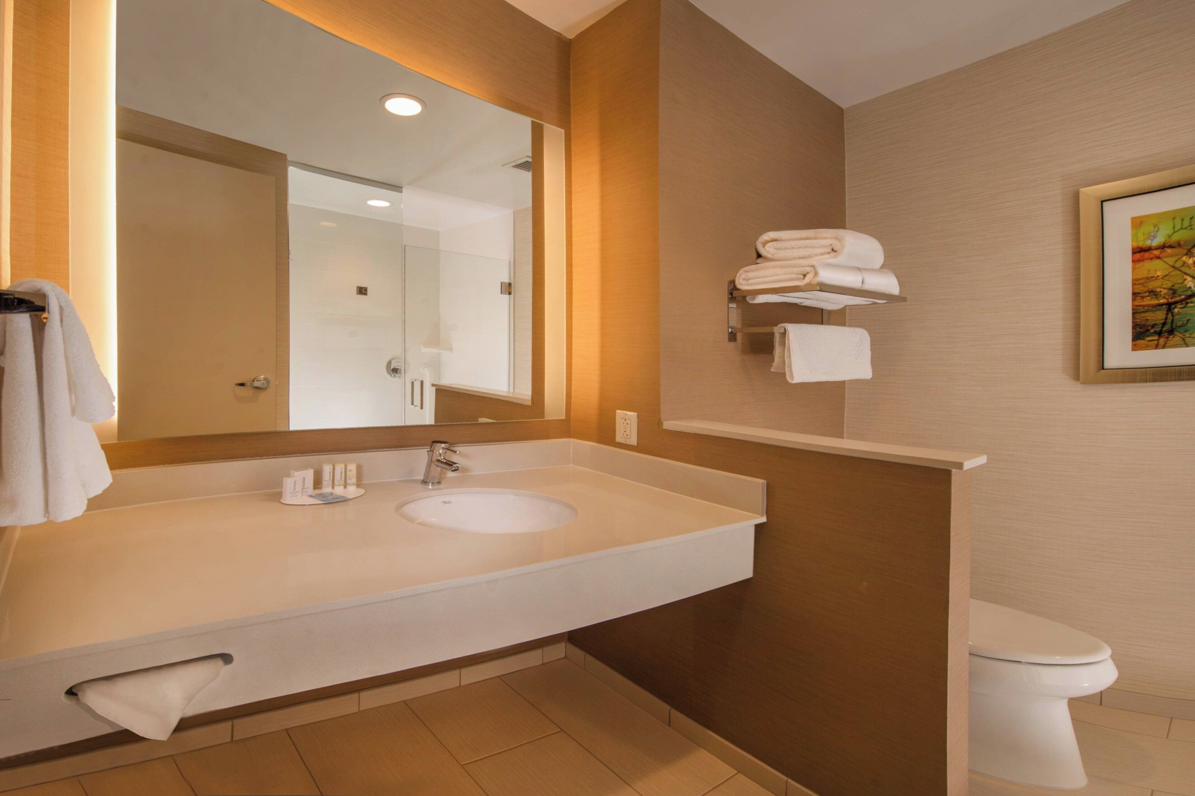 free toiletries, hair dryer, towels