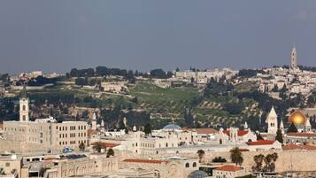 A historic cityscape with prominent religious structures, including a dome and a tower.