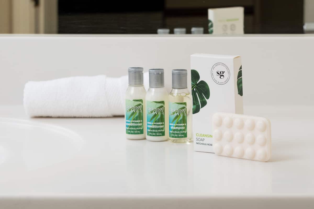 hypo-allergenic bedding, blackout curtains, iron/ironing board