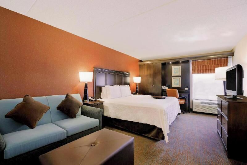 Premium bedding, desk, blackout drapes, iron/ironing board