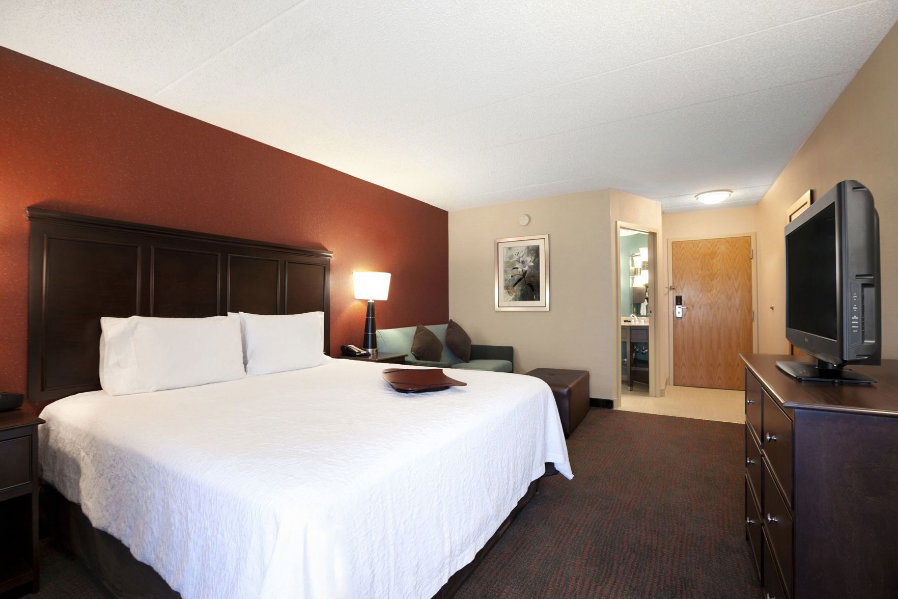 Premium bedding, desk, blackout drapes, iron/ironing board