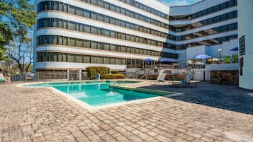 Outdoor pool, pool loungers