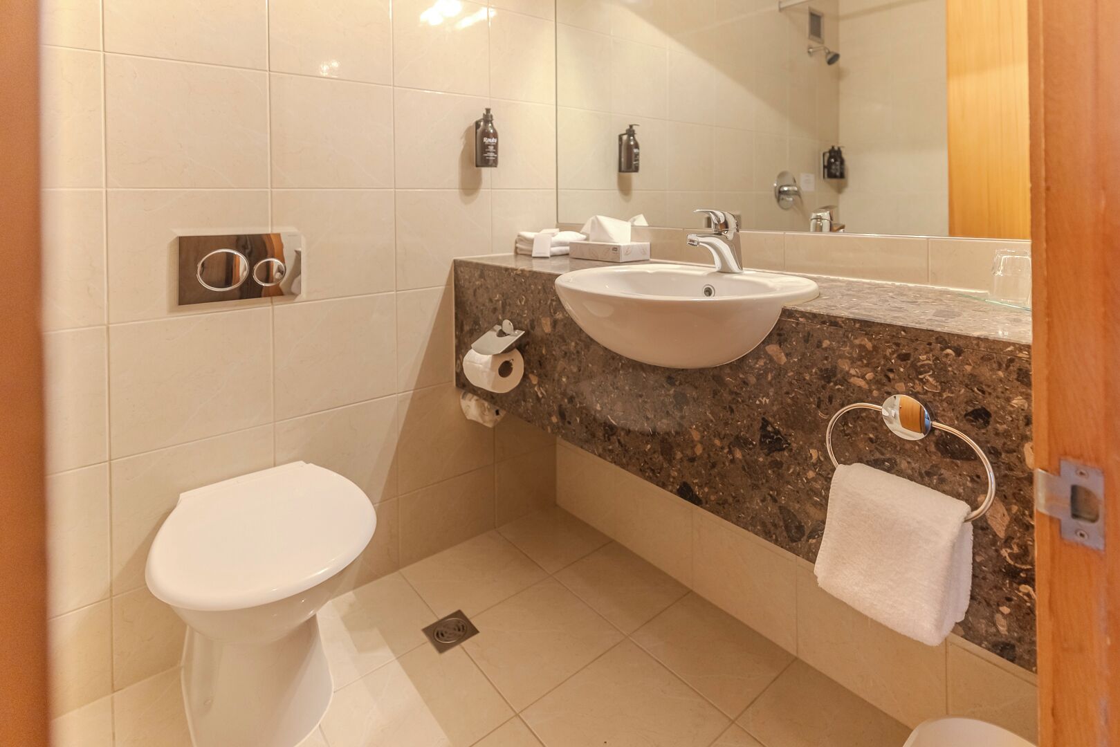 superior room (1 double 1 single) | bathroom | eco-friendly toiletries, hair dryer, towels, soap