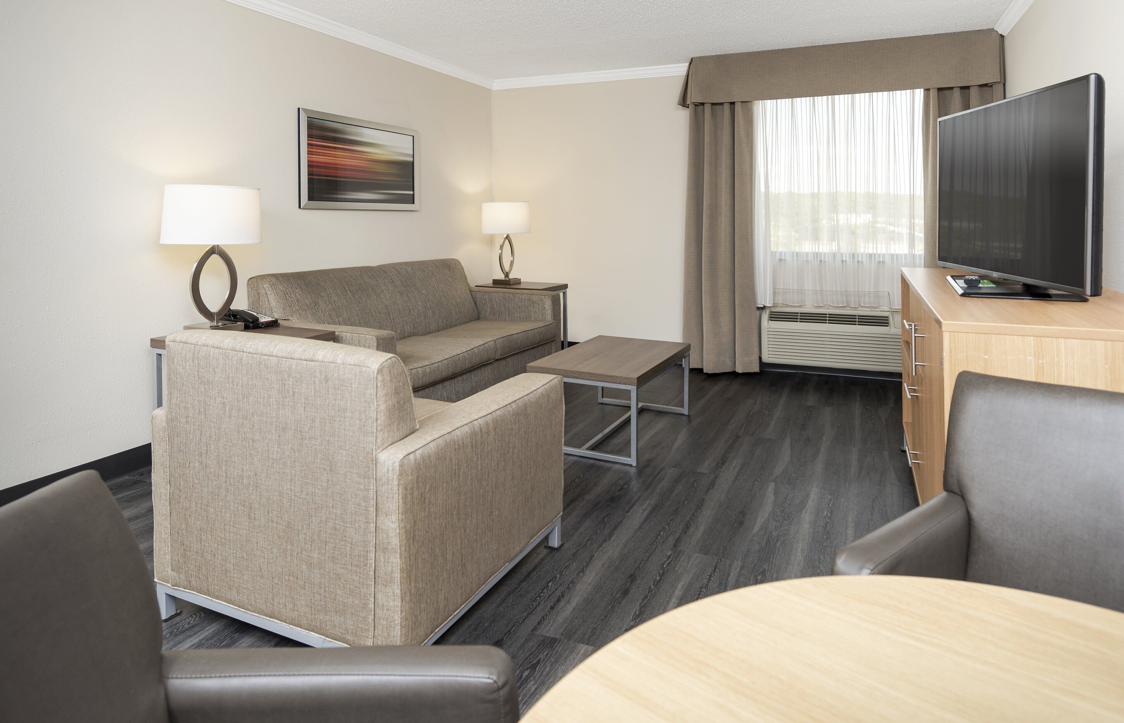 1 bedroom, desk, laptop workspace, iron/ironing board