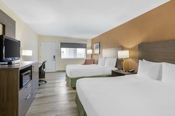 Standard Room, 2 Queen Beds, Non Smoking, Refrigerator & Microwave | Desk, laptop workspace, blackout curtains, iron/ironing board