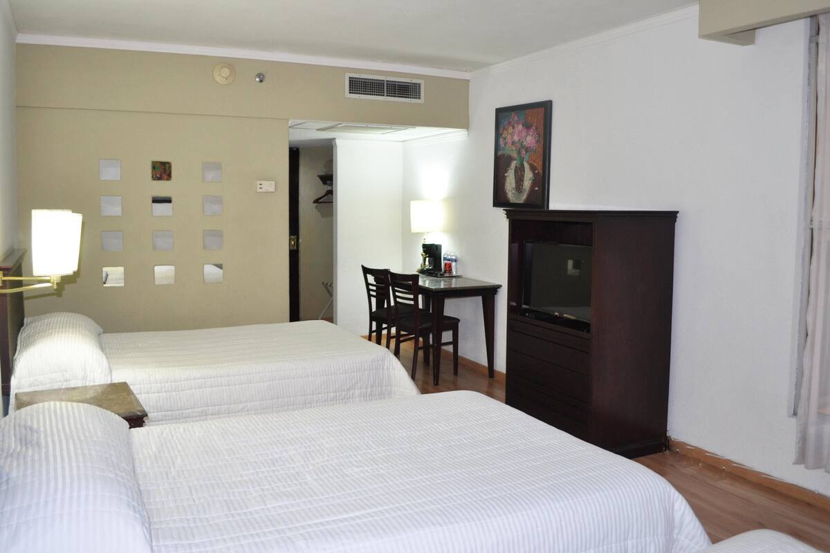 Desk, free WiFi, bed sheets