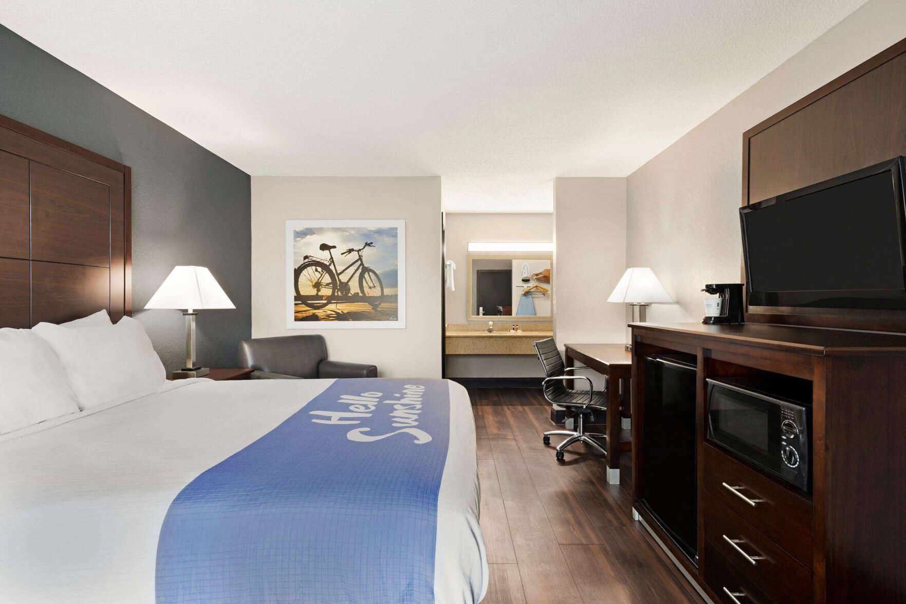 Desk, laptop workspace, blackout curtains, soundproofing