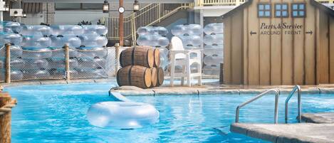 Outdoor pool, pool umbrellas, pool loungers