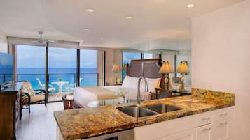 Premium Studio, Oceanfront | Private kitchen | Fridge, microwave, stovetop, dishwasher