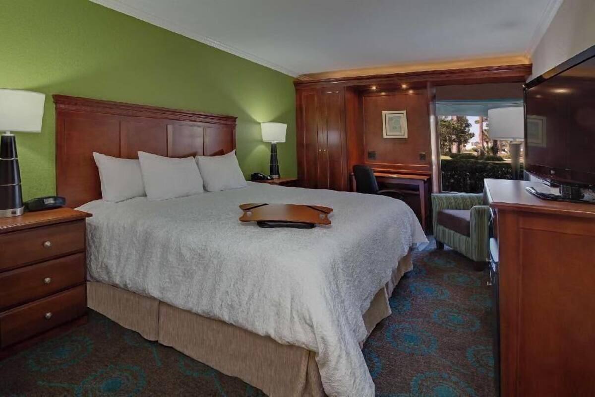 Desk, blackout drapes, iron/ironing board, free cribs/infant beds