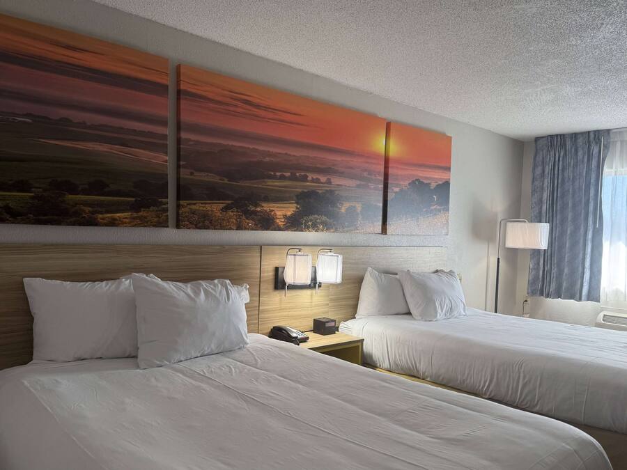 Room, 2 Queen Beds, Non Smoking | Desk, laptop workspace, free WiFi, bed sheets