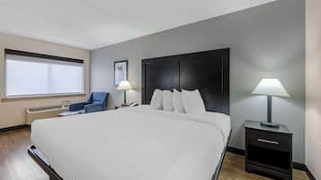 Pillow-top beds, desk, laptop workspace, blackout curtains