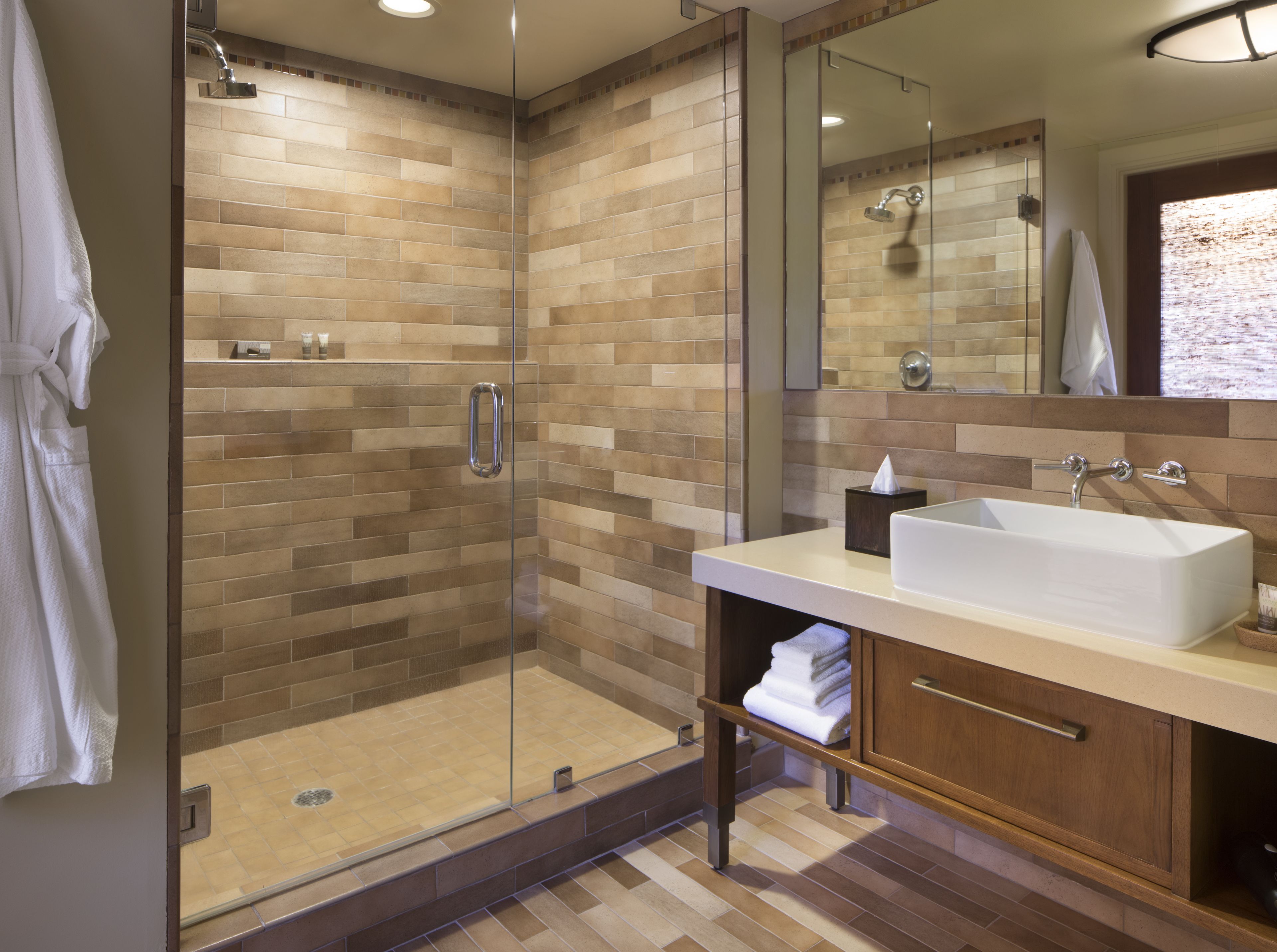 premier room, 2 queen beds, fireplace | bathroom | designer toiletries, hair dryer, dressing gowns, towels