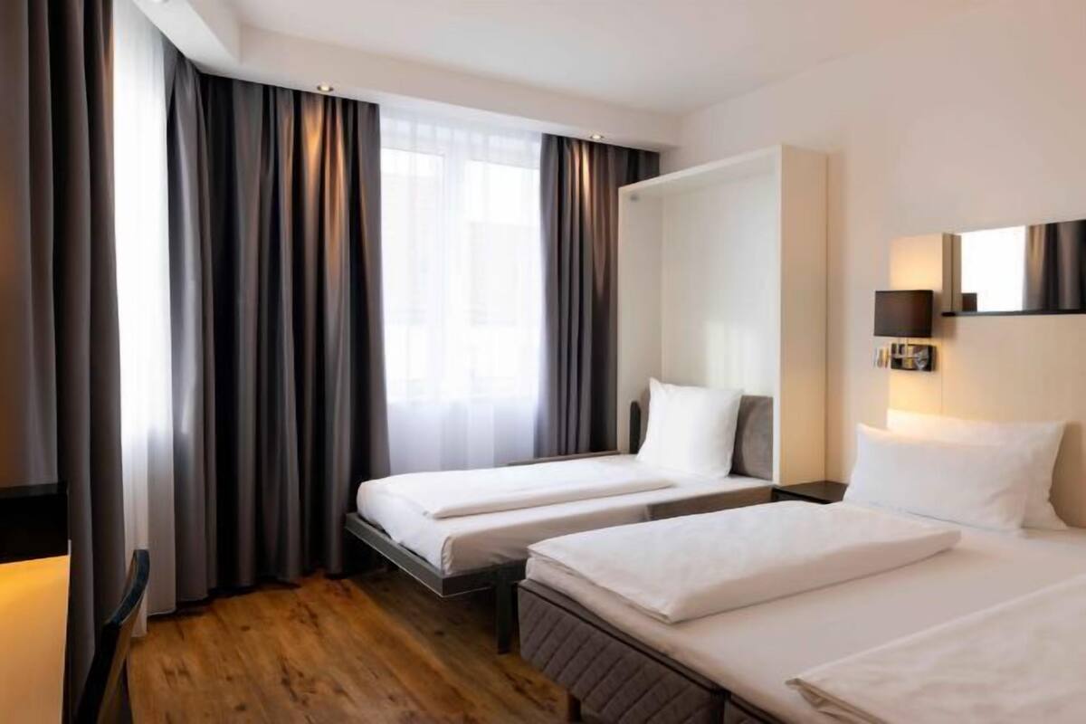 In-room safe, desk, laptop workspace, blackout curtains