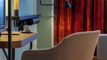 Down duvets, minibar, in-room safe, desk